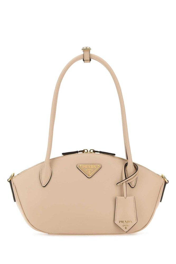 Prada Logo Plaque Tote Bag in Natural Lyst UK