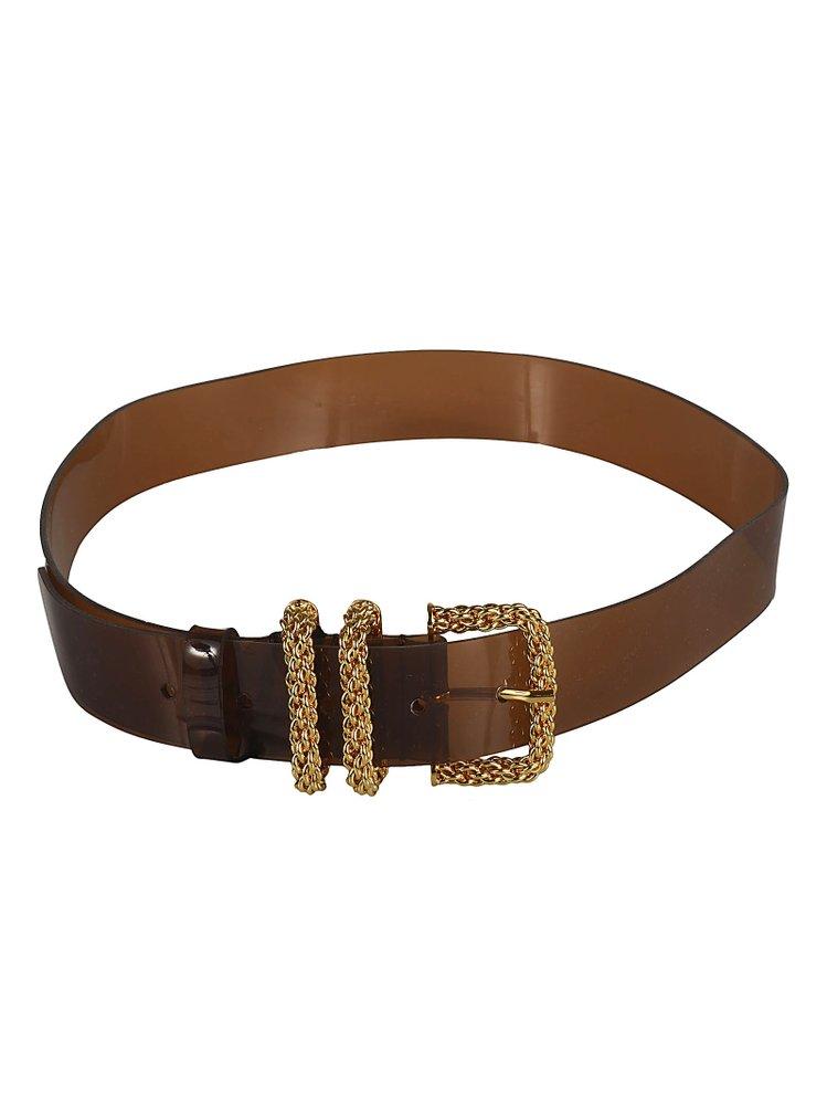 BY FAR Katina Chain link Detailed Buckle Belt in Brown Lyst