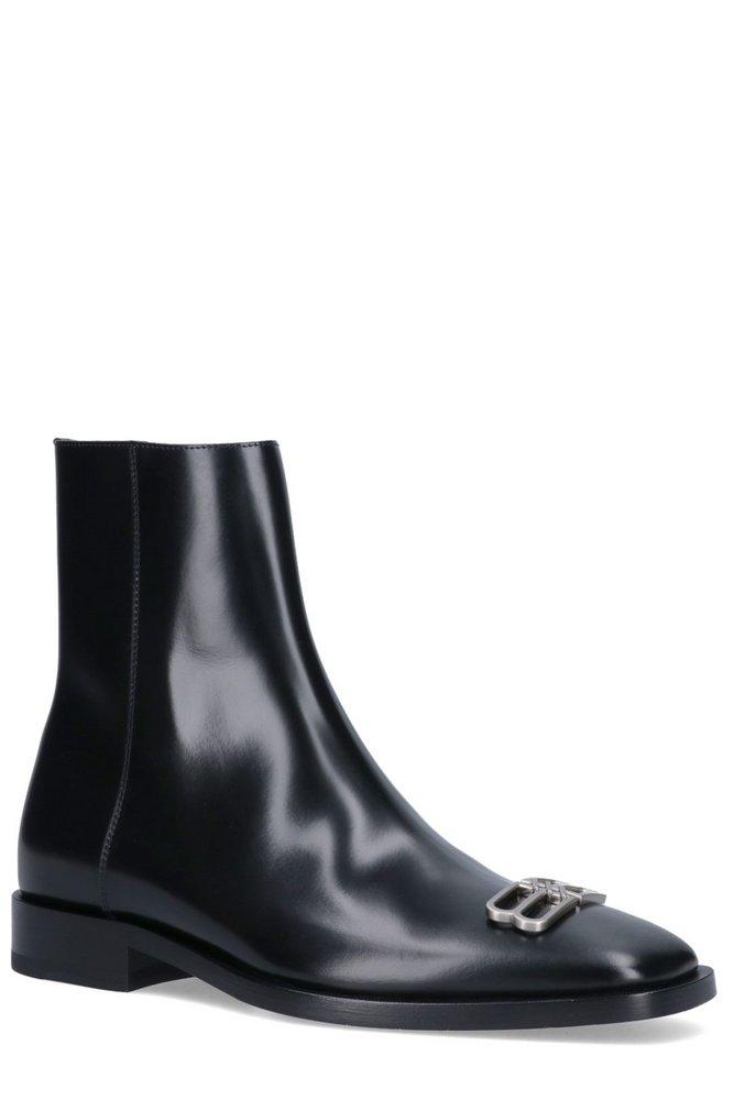 Balenciaga Bb Logo Plaque Ankle Boots in Black for Men | Lyst