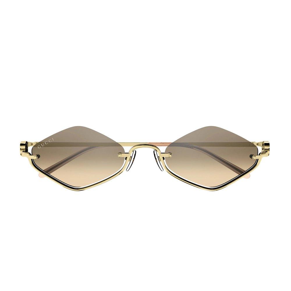 Gucci Geometric Frame Sunglasses in Metallic Lyst