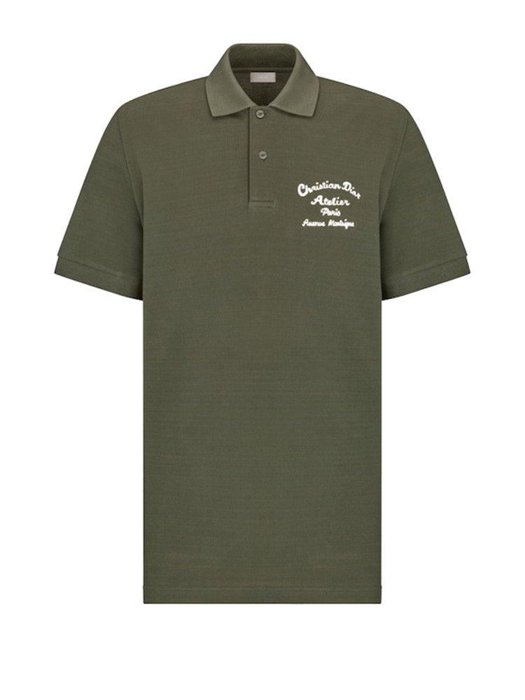 Dior Logo Embroidered Polo Shirt in Green for Men Lyst