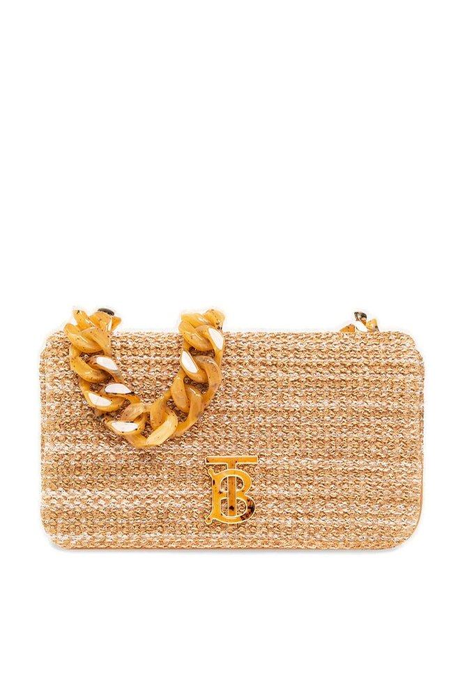 Burberry Lola Small Woven Raffia Shoulder Bag in Natural