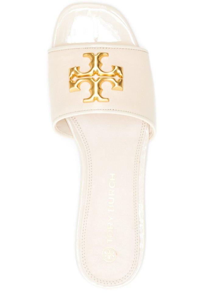 Tory Burch Eleanor Logo Plaque Slip-on Sandals in White