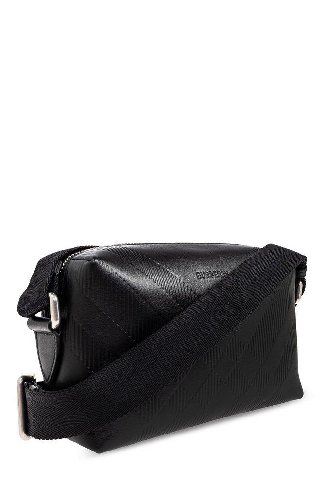 Burberry正規品/関税送料込み Embossed Check Messenger Bag Burberry Check-Embossed Zipped Messenger Bag in Black for
