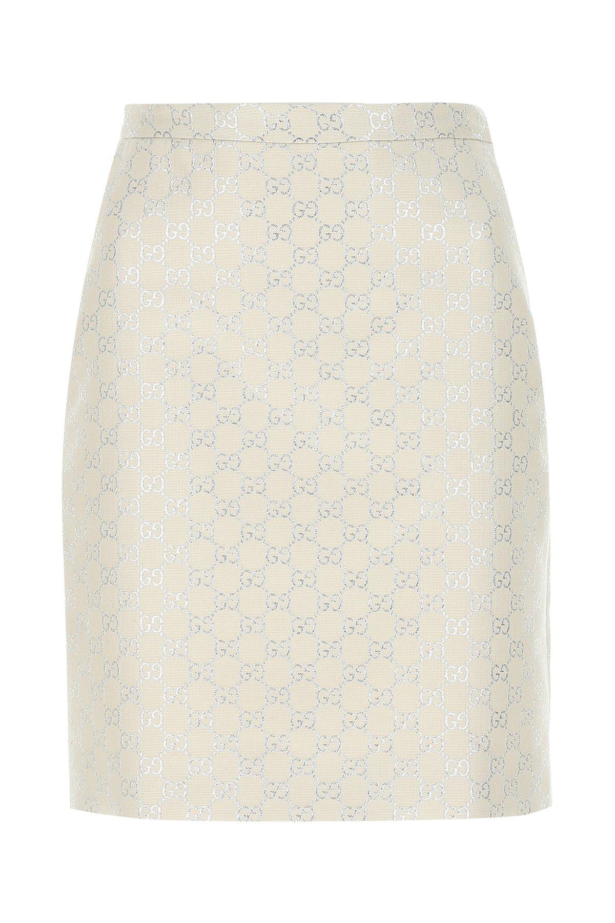 Gucci GG Mini Skirt in Natural | Lyst