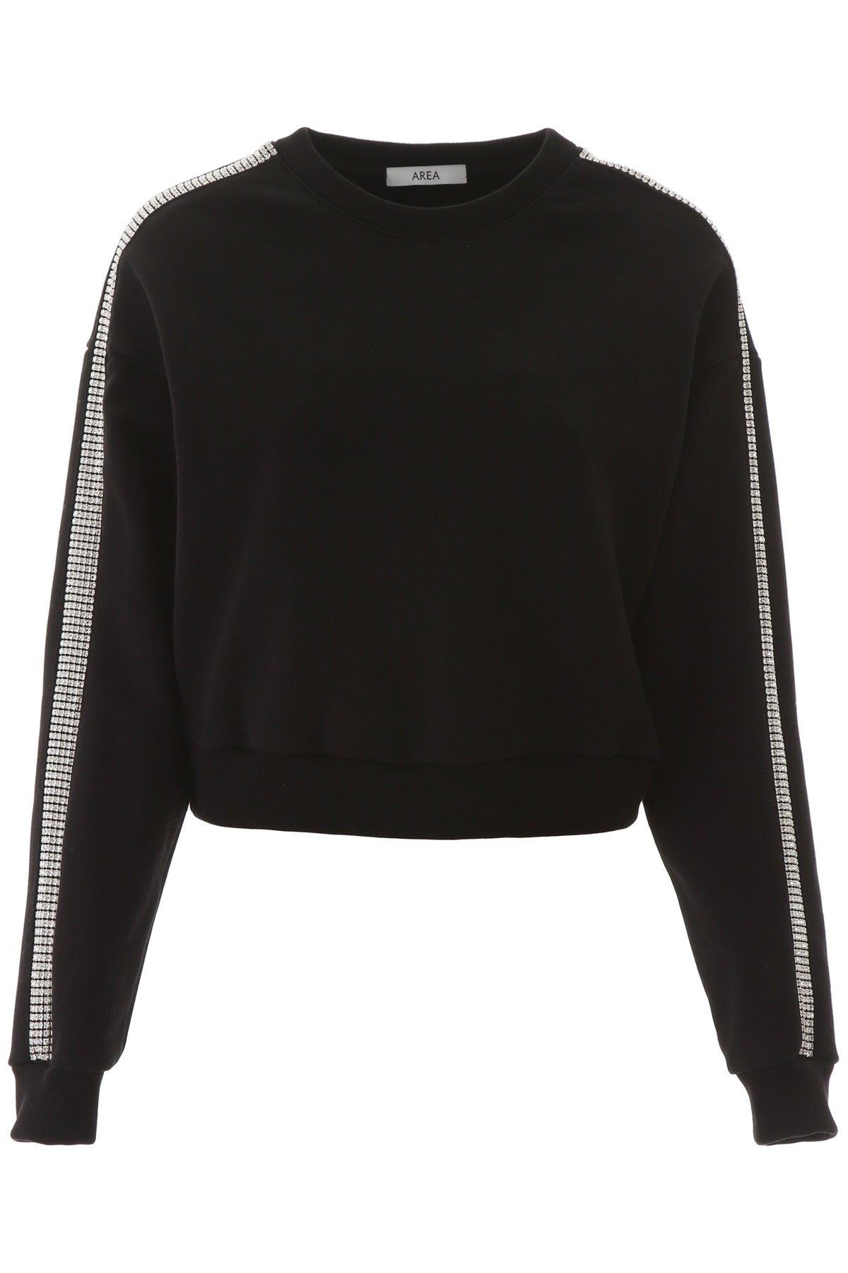 Area Cotton Crystal Embellished Cropped Sweatshirt in Black - Lyst