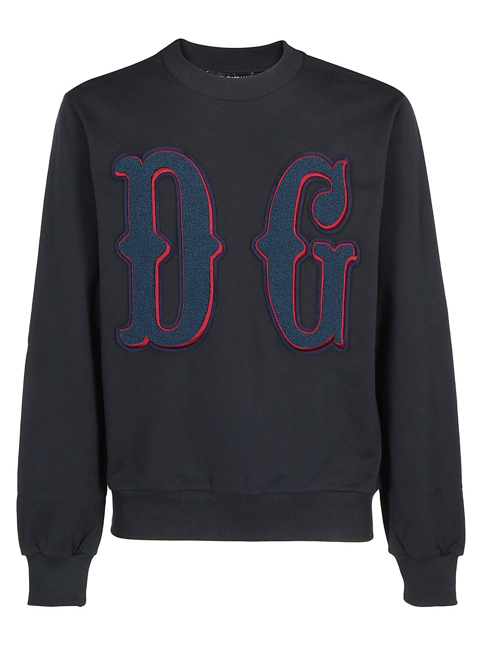 Dolce & Gabbana Cotton Logo Patch Sweatshirt in Blue for Men - Lyst