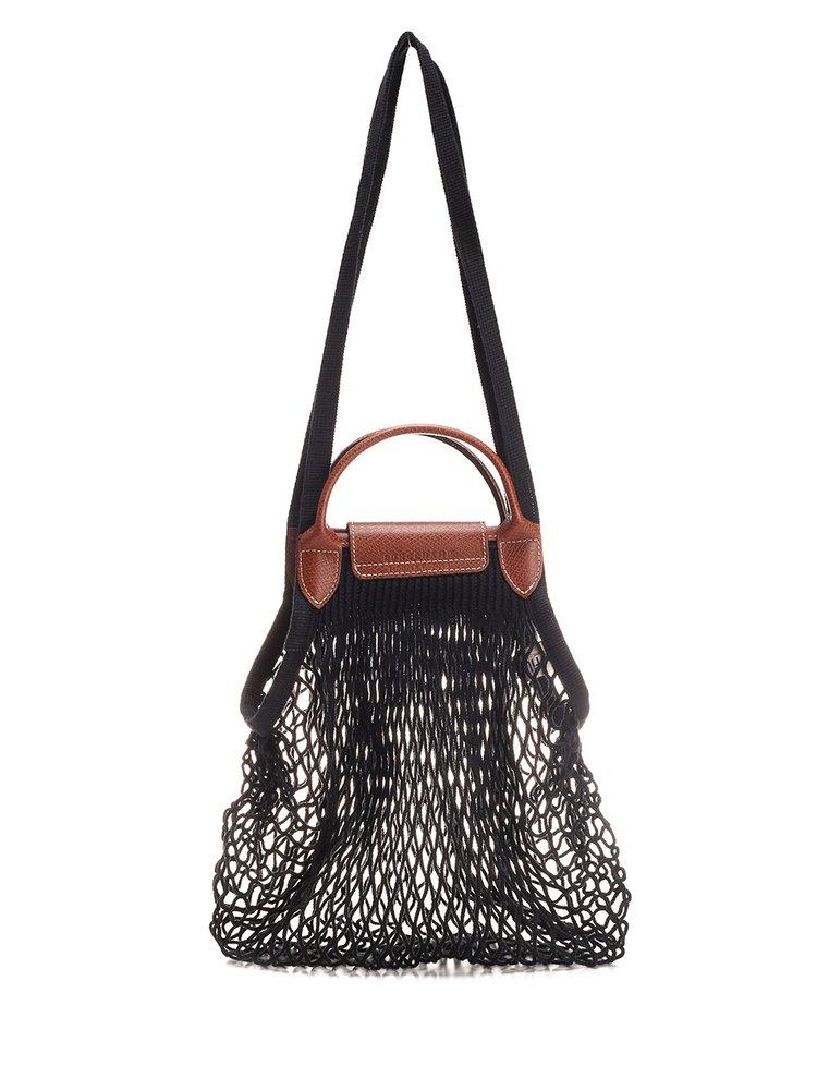 Longchamp Le Pliage Filet Top Handle Bag in Black | Lyst