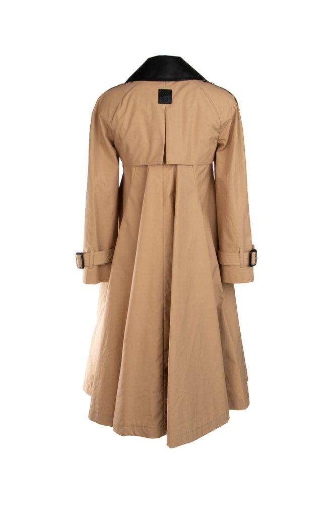 Loewe Contrasting Collar Flared Trench Coat in Natural Lyst