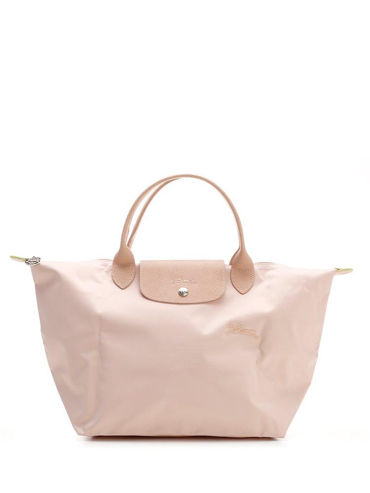Longchamp Le Pliage Logo Embroidered Tote Bag in Pink | Lyst