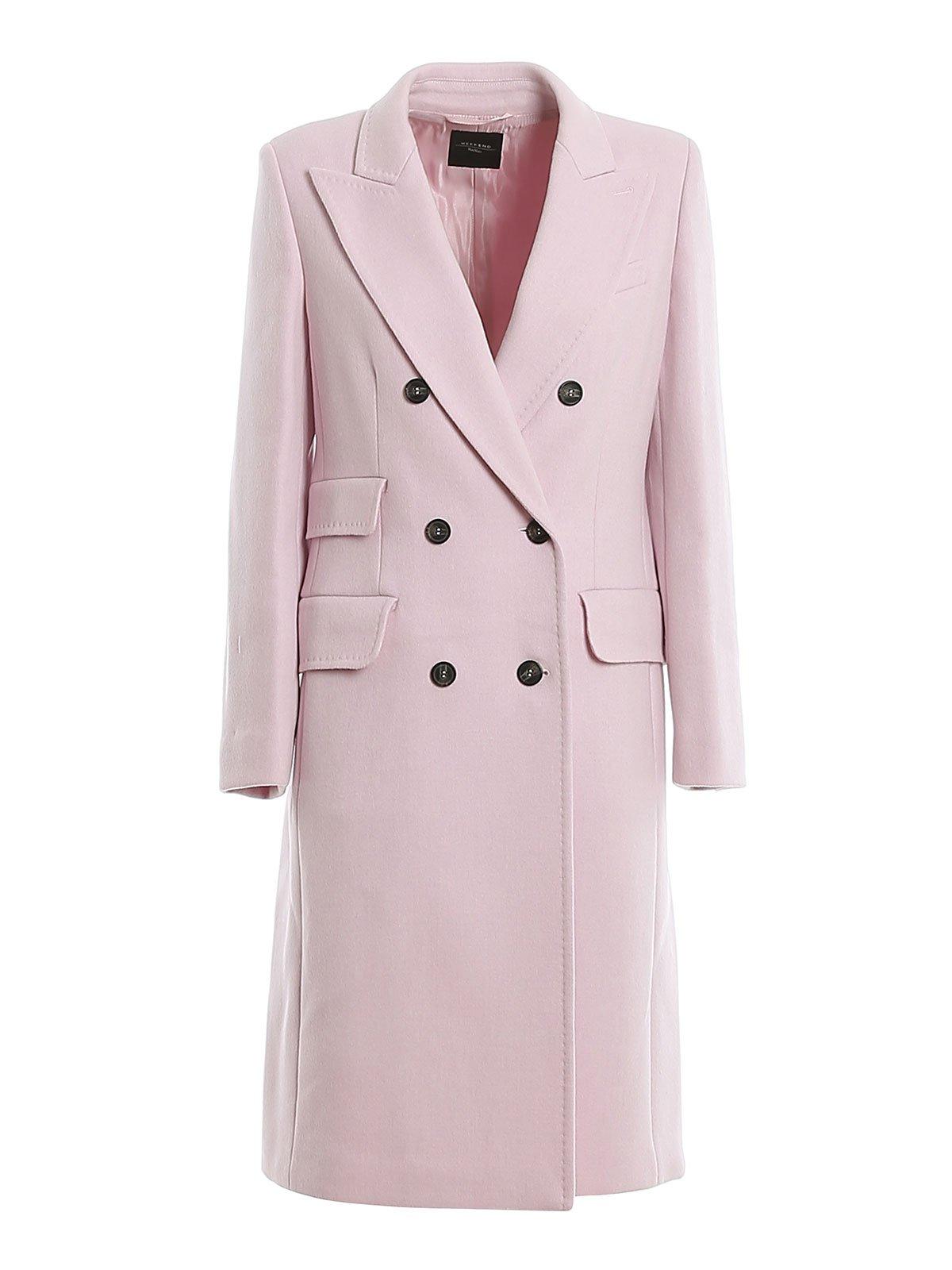 Weekend by Maxmara Wool Double Breasted Coat in Pink - Lyst