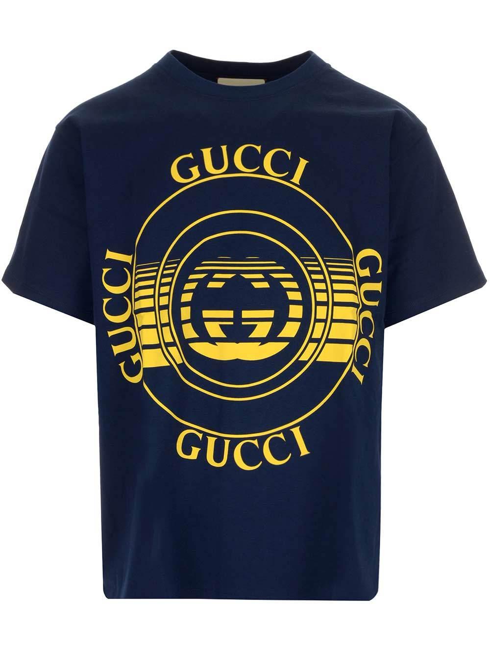 Gucci Disk Print Oversize T-shirt in Blue for Men | Lyst