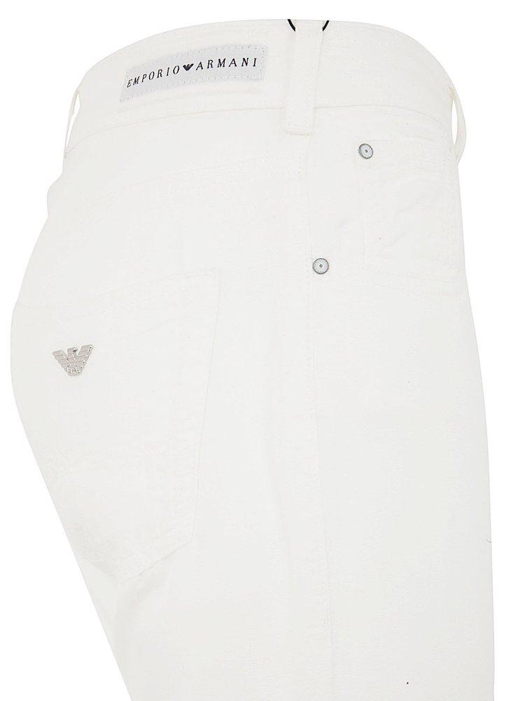 Emporio Armani Linen 5 Pockets Jeans in White | Lyst