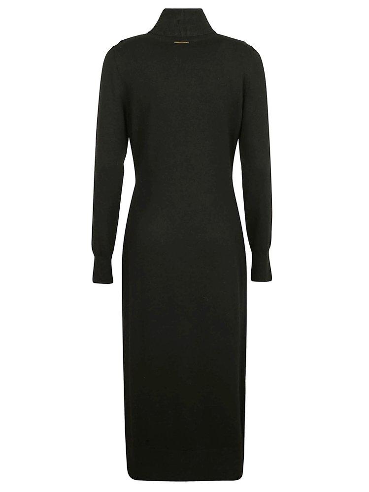 MICHAEL Michael Kors Turtleneck Knitted Midi Dress in Black | Lyst