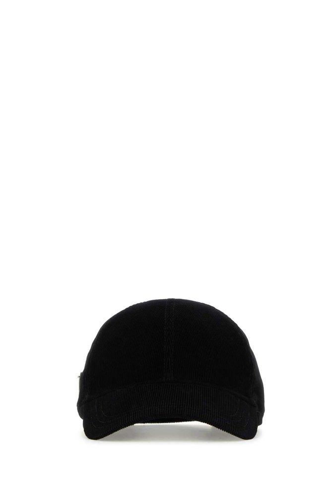 Prada Logo Plaque Corduroy Baseball Cap in Black for Men | Lyst