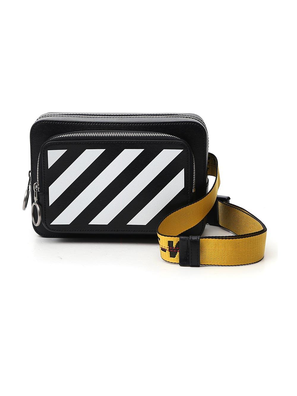 Off-White c/o Virgil Abloh Leather Diagonal Print Belt Bag in Black for Men  | Lyst