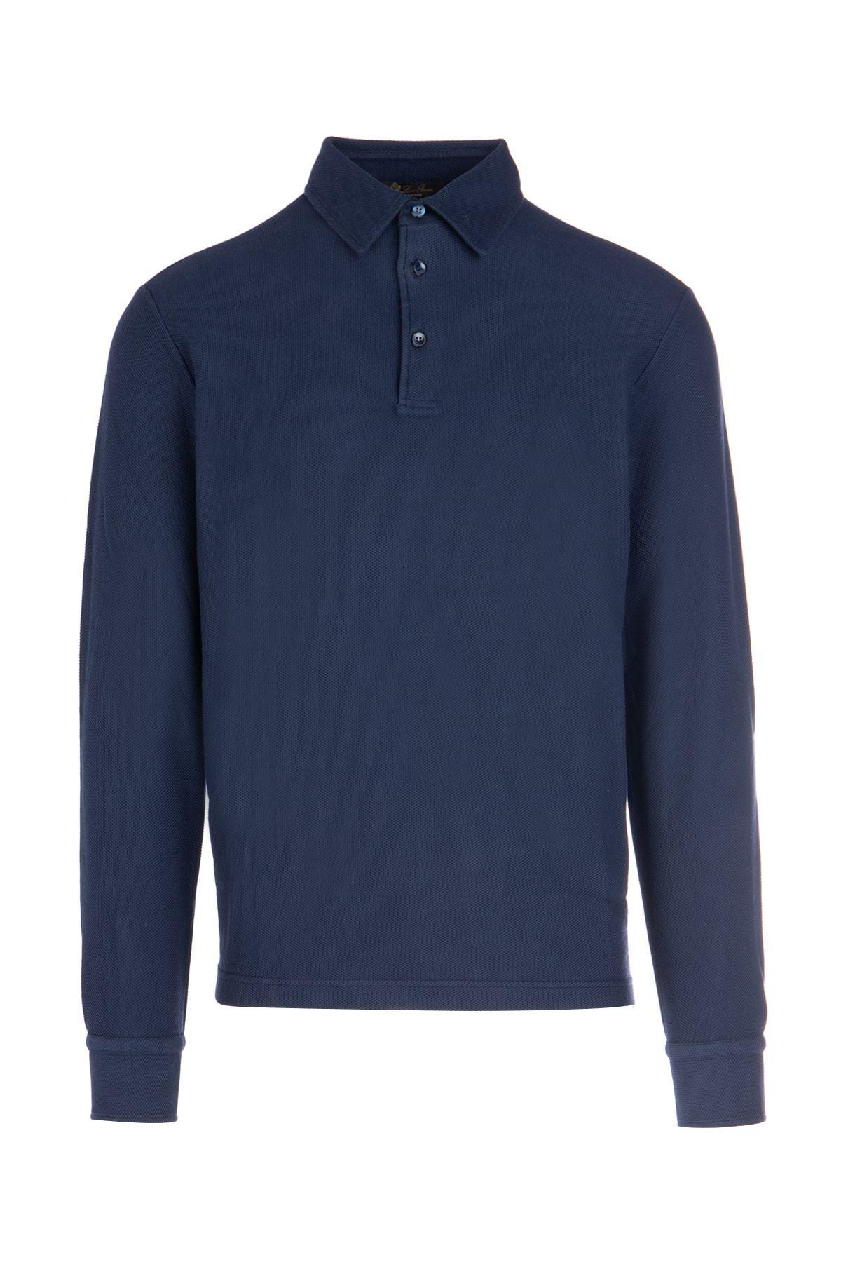 Loro Piana Cotton Long Sleeved Polo Shirt in Blue for Men - Lyst