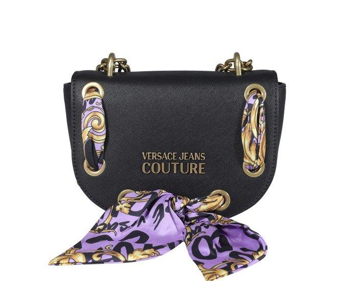 Versace Jeans Couture Scarf-detailed Shoulder Bag in Black | Lyst