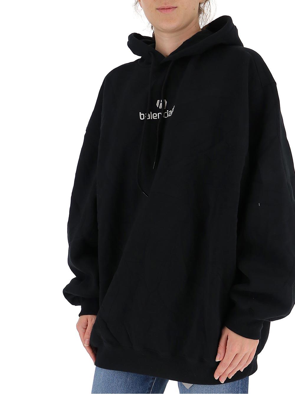 Balenciaga Cotton Sponsor Logo Hoodie in Black | Lyst