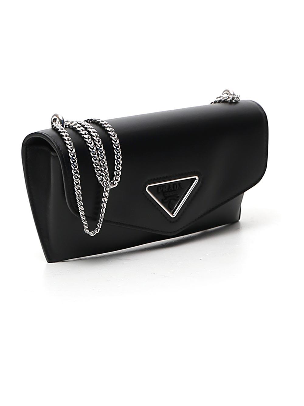 Prada Strapped Envelope Clutch Bag in Black | Lyst