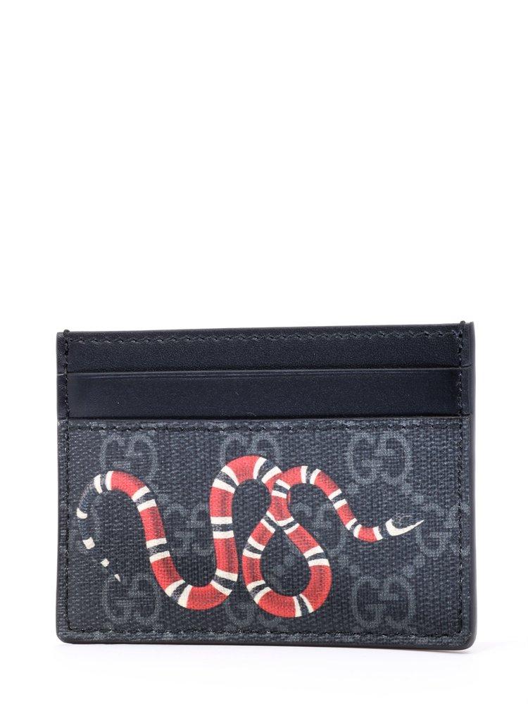 Gucci Kingsnake Print Gg Supreme Card Case in Blue for Men Lyst