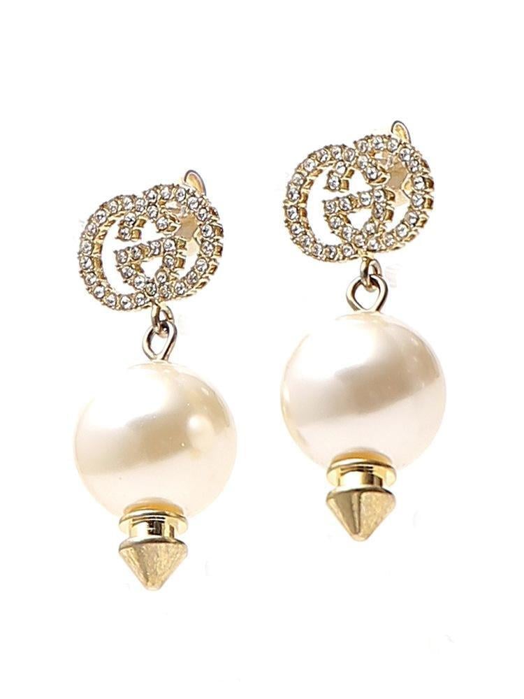 GG Faux Pearl Clip On Earrings in Gold - Gucci