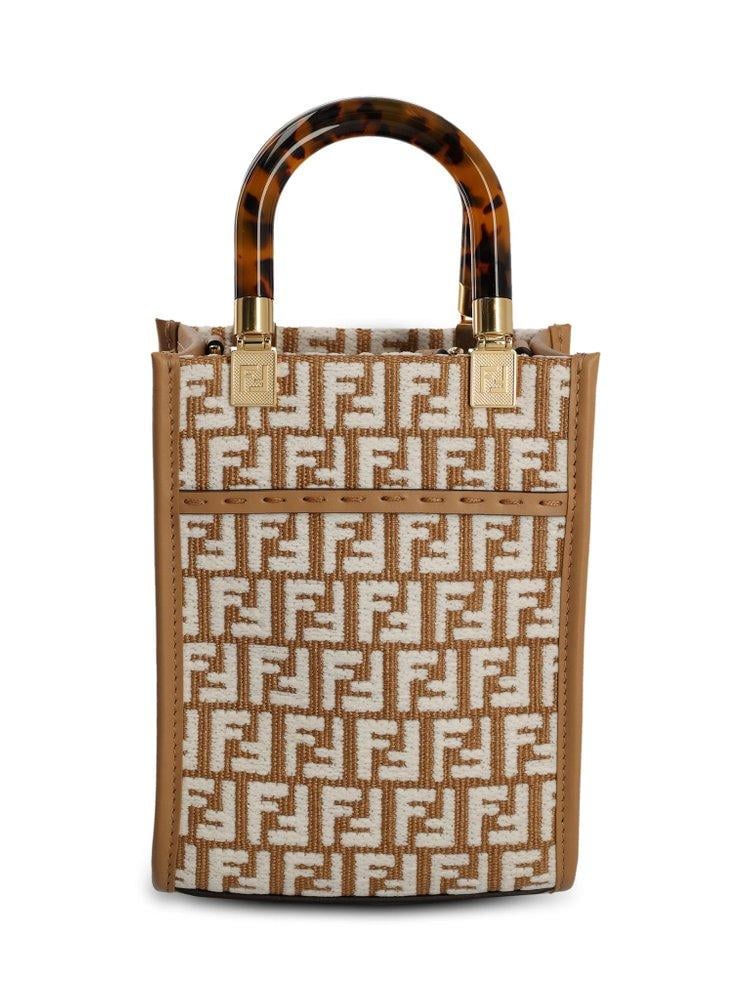 Fendi Soft Raffia Mini Shopper Bag. in Brown