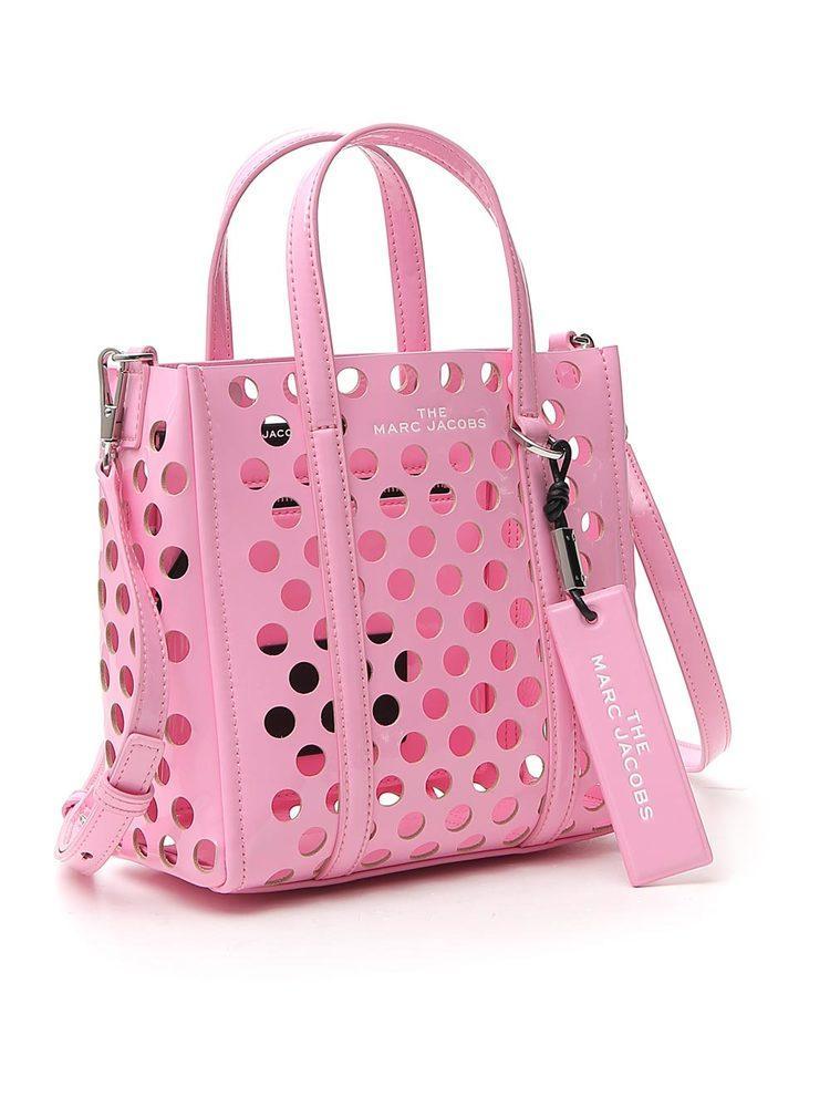 Marc Jacobs Leather Perforated Mini Tag Tote Bag in Pink Lyst