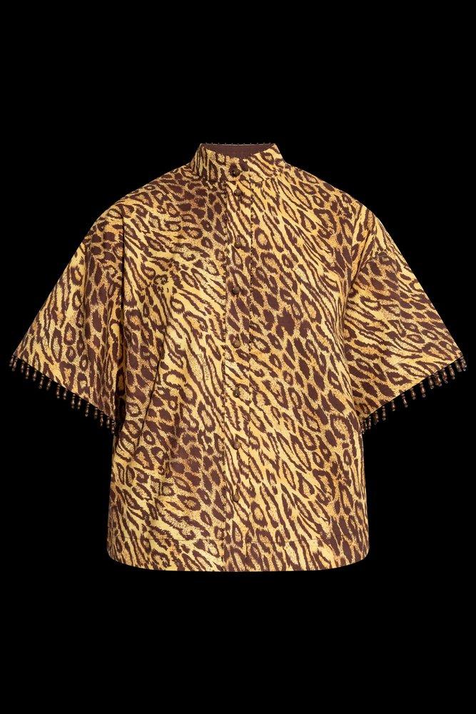 Tシャツ・カットソー Zimmermann Ochre silk Illustration shirt (0604TF241 COGC) 1.0666trs253.ombmul.ombre-