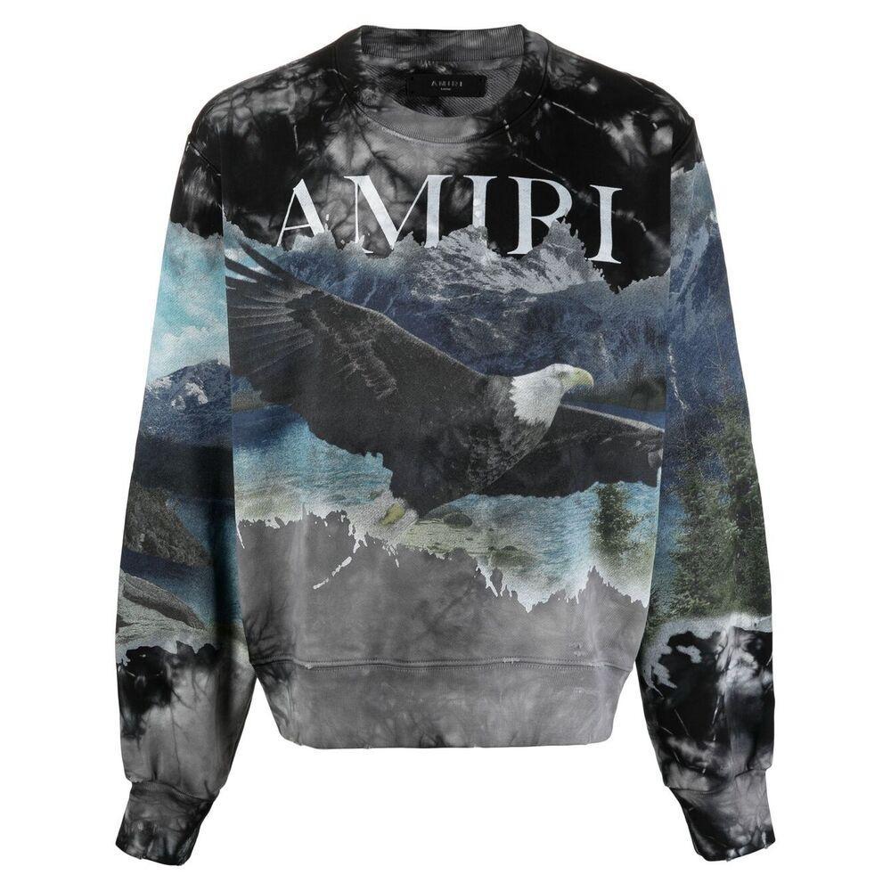 Amiri Cotton Bleach Effect Eagle Print Sweatshirt in Gray for Men 