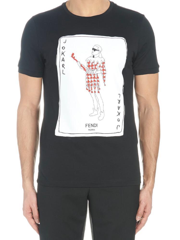 Fendi Cotton Jokarl Print Crewneck T-shirt in Black for Men | Lyst