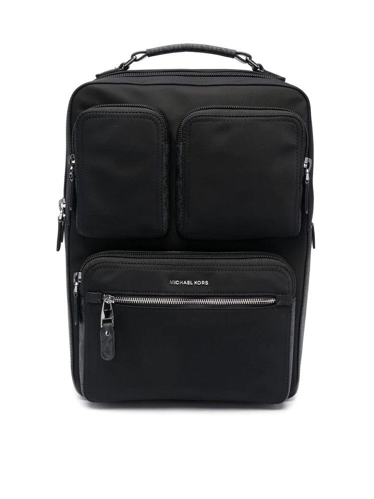 Michael Kors Monogram Pattern Zipped Backpack in Black for Men