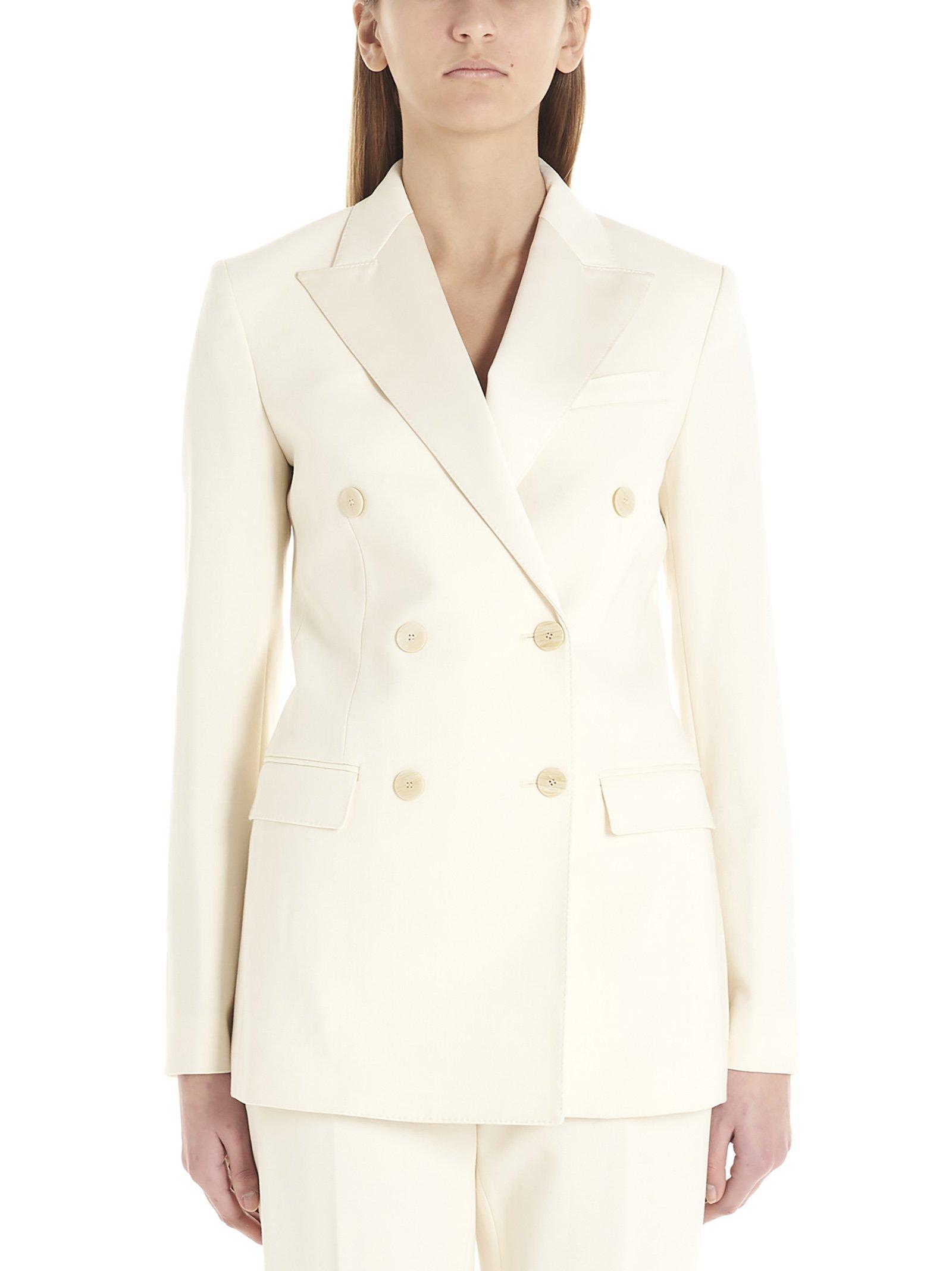 Theory Synthetic Doublebreasted Tuxedo Blazer in White Lyst