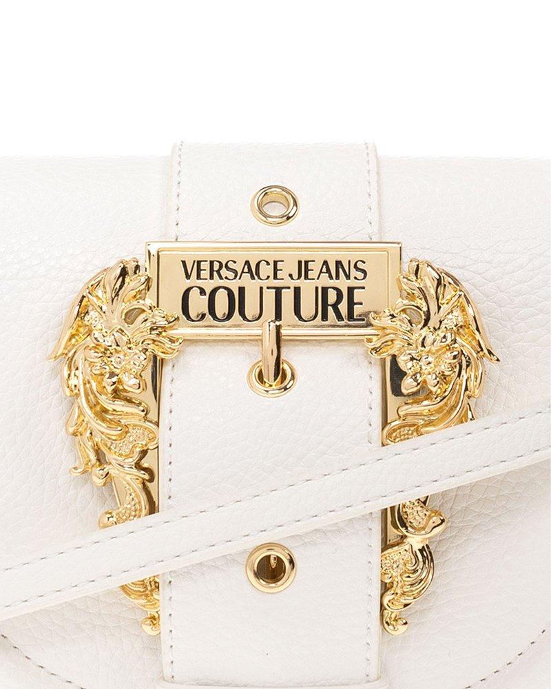 Versace Jeans Couture Logo-buckle Chain-linked Crossbody Bag in White | Lyst