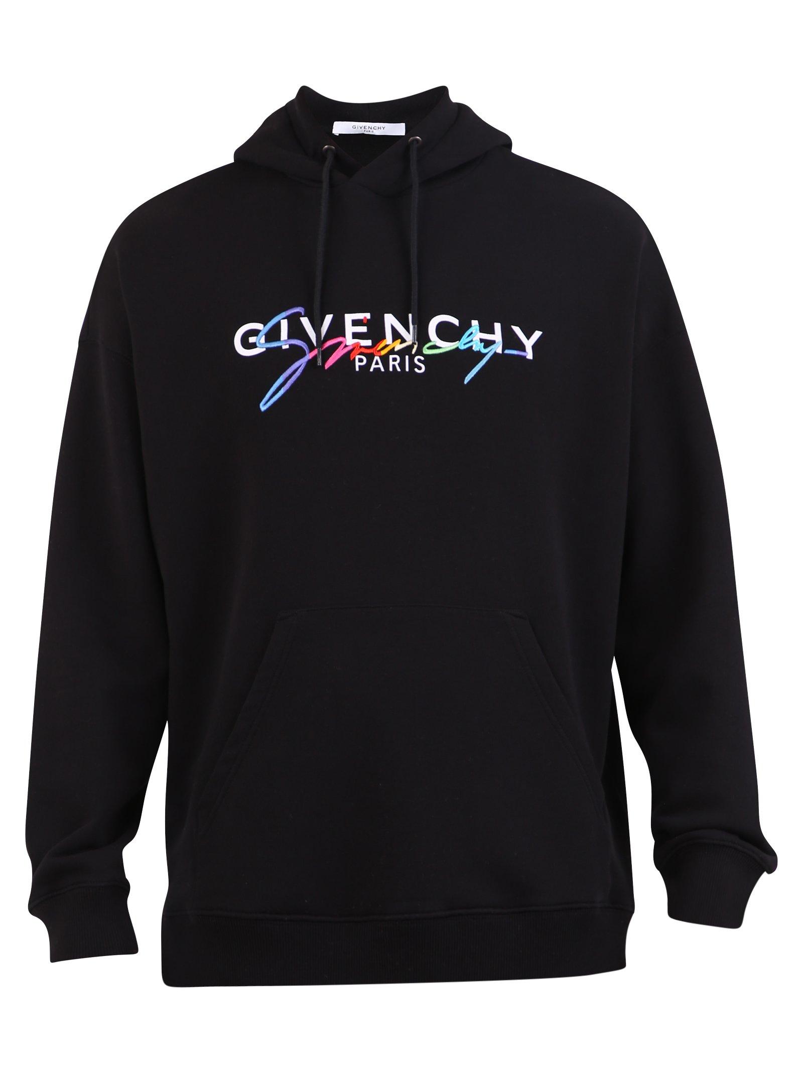 Givenchy Rainbow Logo Cotton Hoodie in Black for Men | Lyst