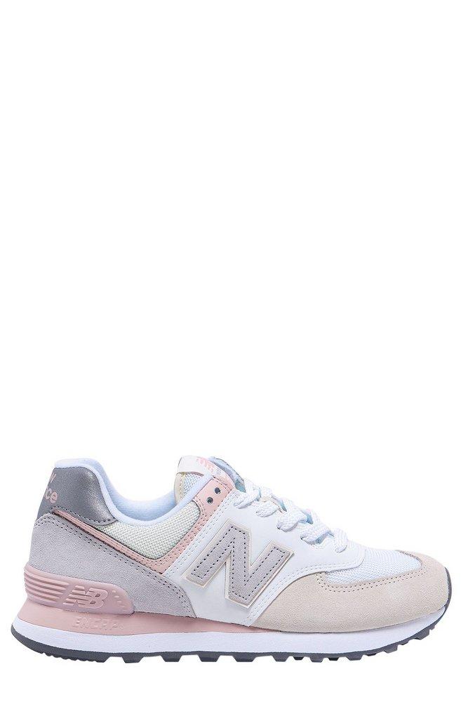New Balance 574 Logo Patch Laceup Sneakers in White Lyst