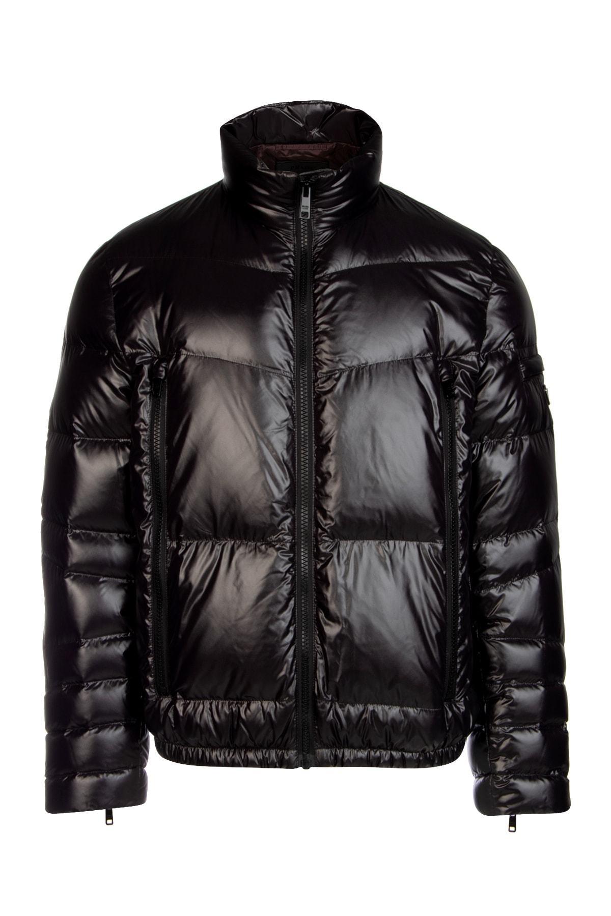 Prada Synthetic Triangle Logo Puffer Jacket in Black for Men - Save 6% ...