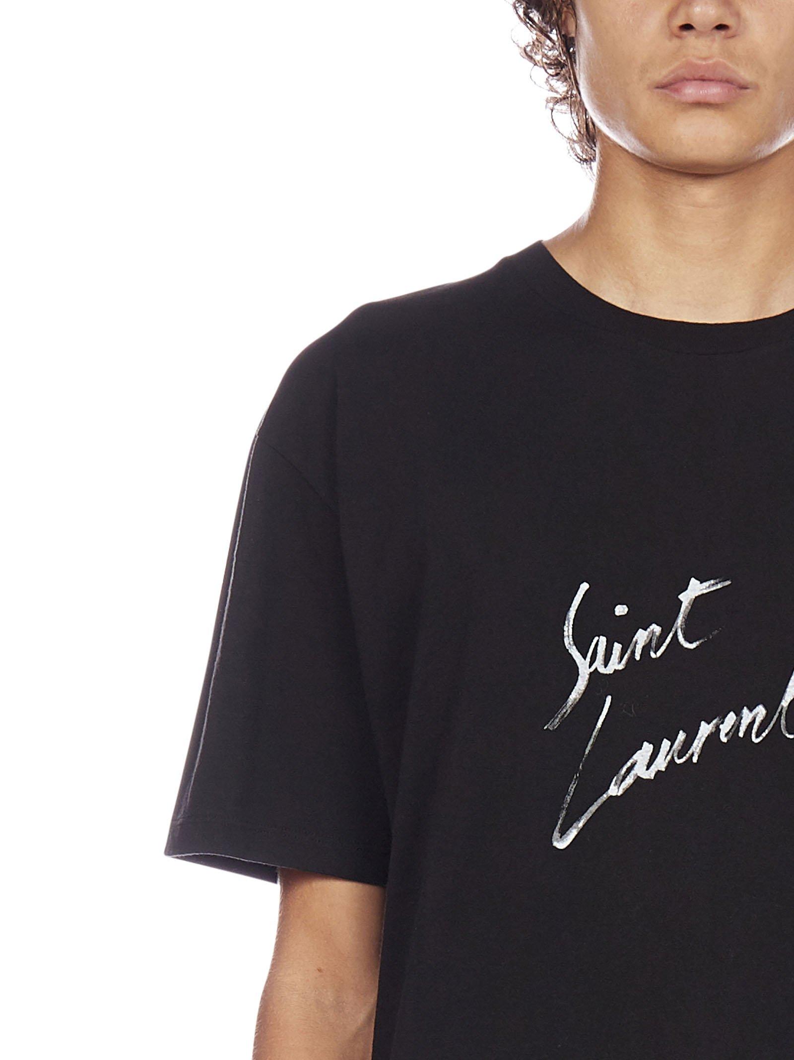 Saint Laurent Cotton Logo Signature T-shirt in Black for Men - Lyst