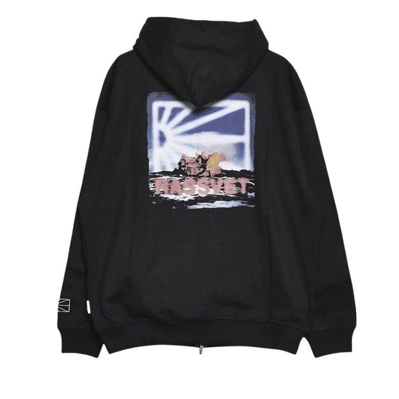 【関税込み】Rassvet ネイビー プリント フーディ RASSVET graphic-print Cotton Sweatshirt | Blue | FARFETCH GE