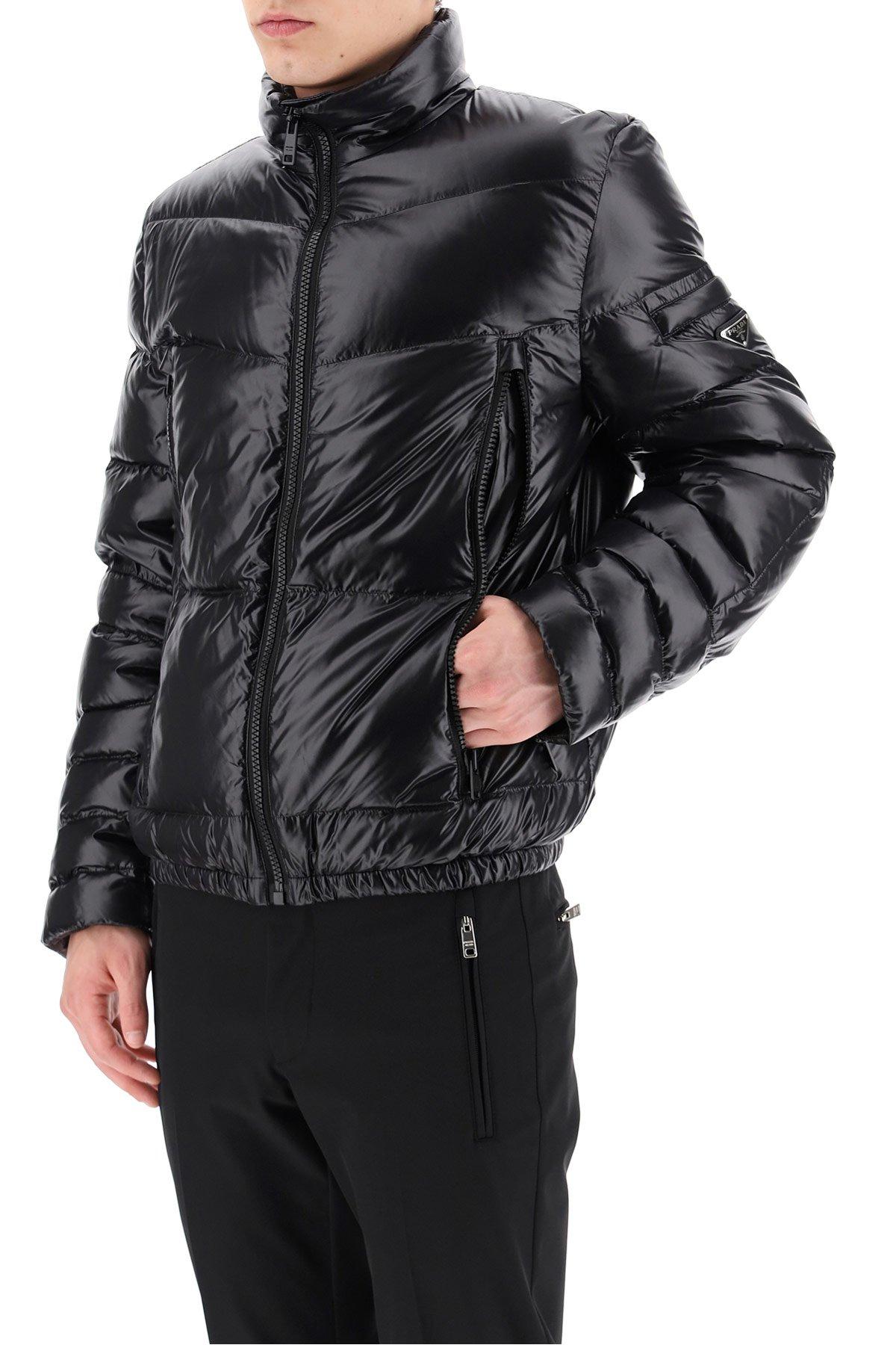 closure london mens racer logo puffer jacket black