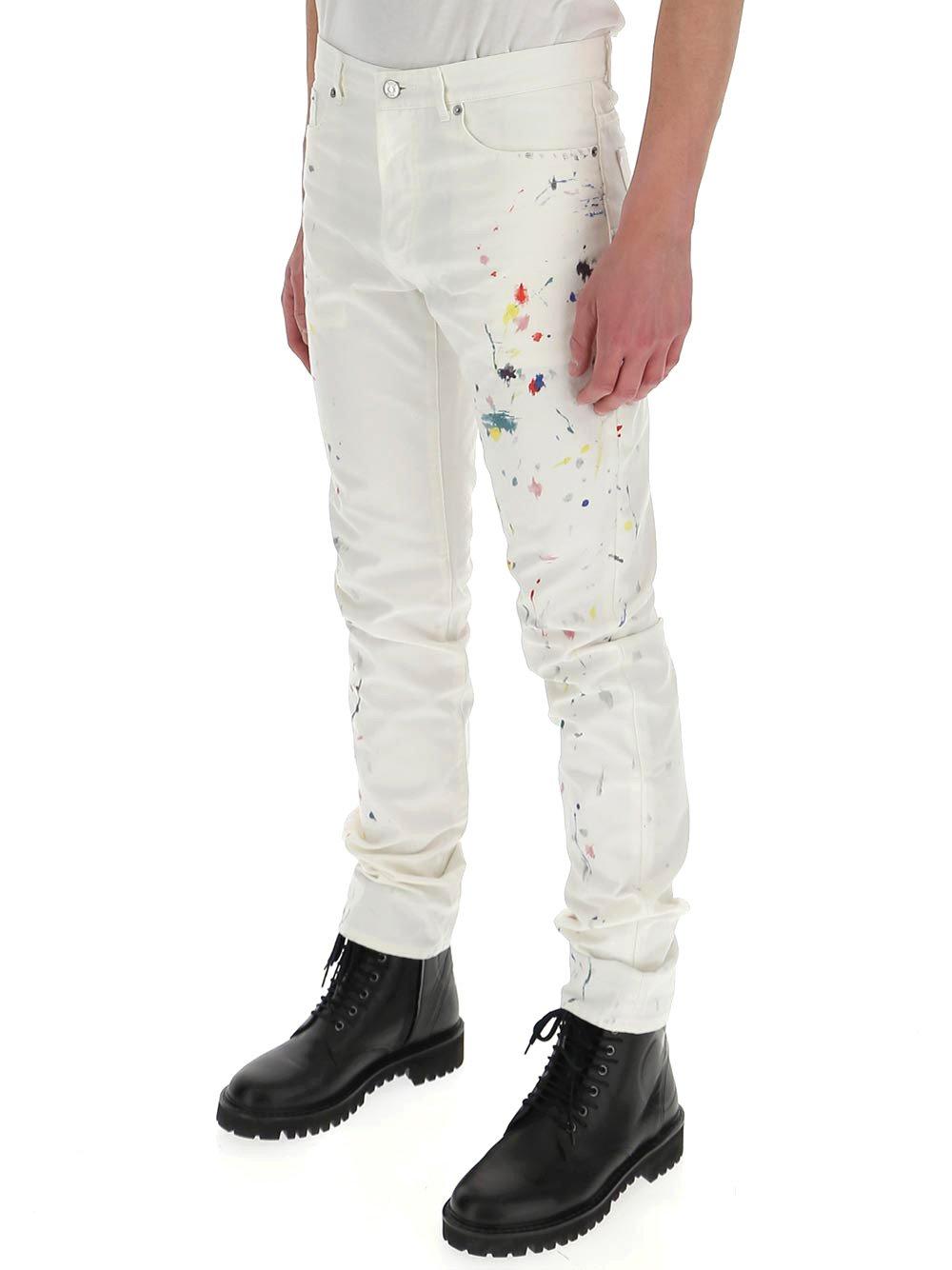 Dior Paint Splatter Slim-fit Jeans in White for Men | Lyst