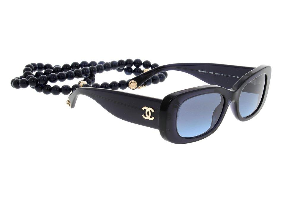 Chanel Square Frame Beaded Sunglasses in Blue