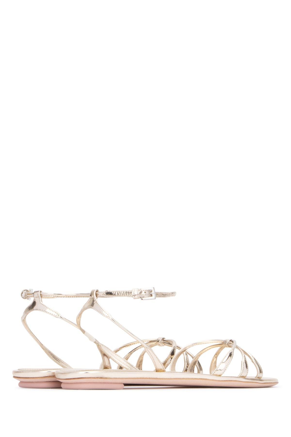 prada gold flat sandals
