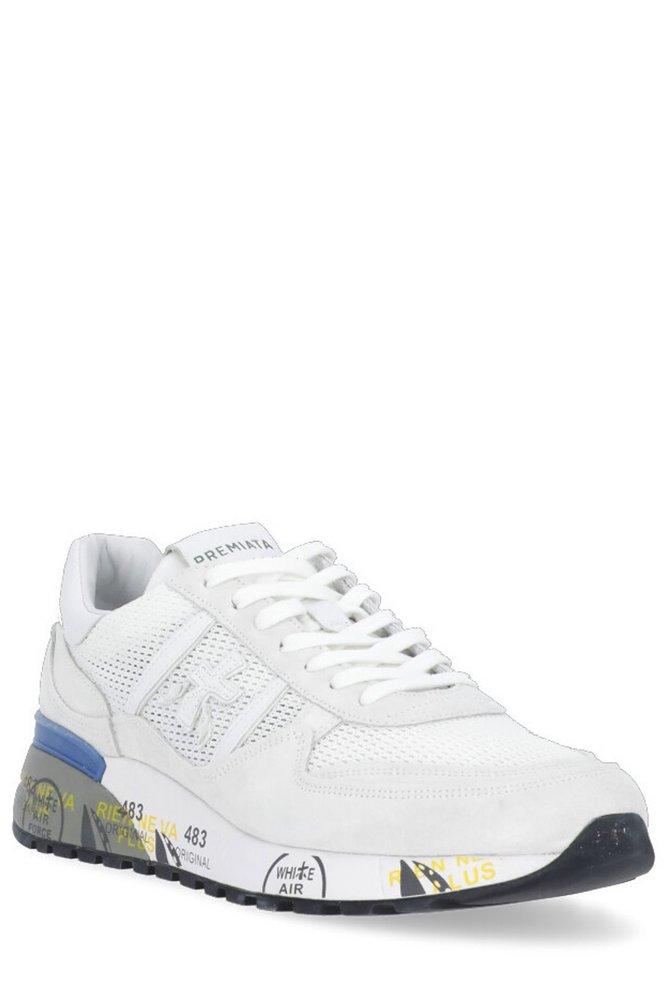 Premiata Landeck Logo Patch Lace-up Sneakers in White for Men | Lyst