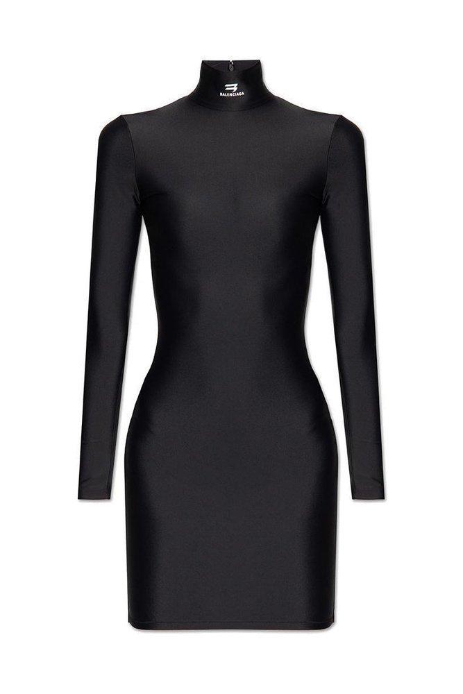 Balenciaga Synthetic Logo-printed Spandex Mini Dress in Black | Lyst Canada