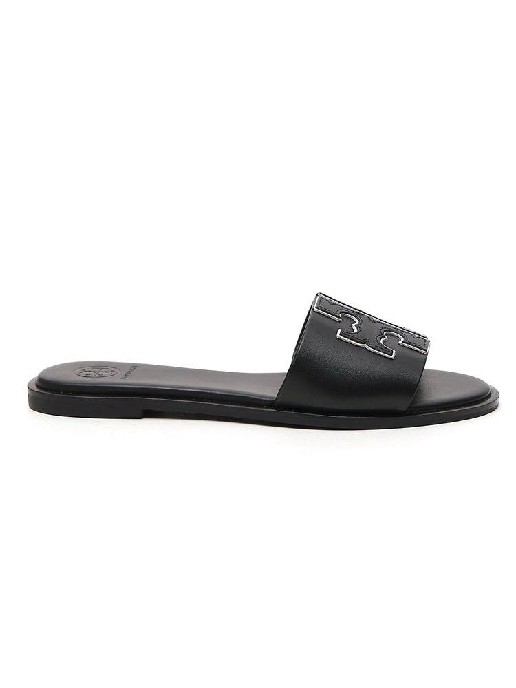 Tory Burch Ines Double-t Slides in Black | Lyst