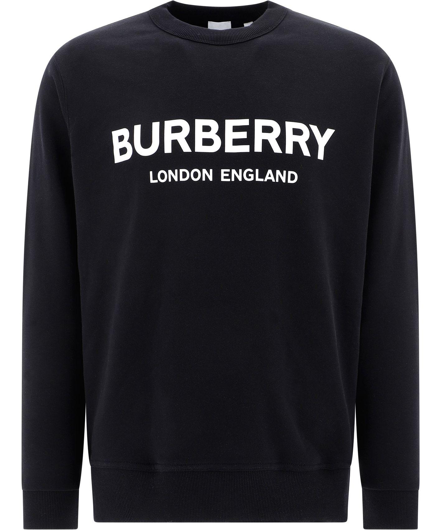 Burberry Cotton Logo Print Sweater in Black for Men - Lyst