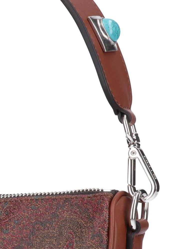 Etro Crown Me Paisley-Print Embellished Shoulder Bag