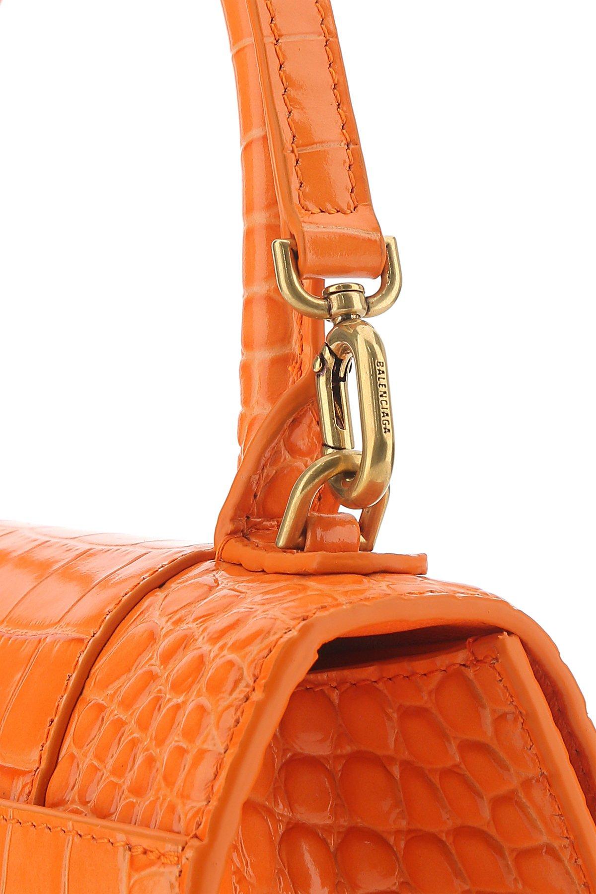 Balenciaga Hourglass Mini Leather Top Handle Bag in Orange | Lyst