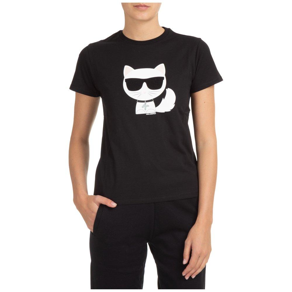 Karl Lagerfeld Cotton Ikonik Choupette Printed T-shirt in Black | Lyst